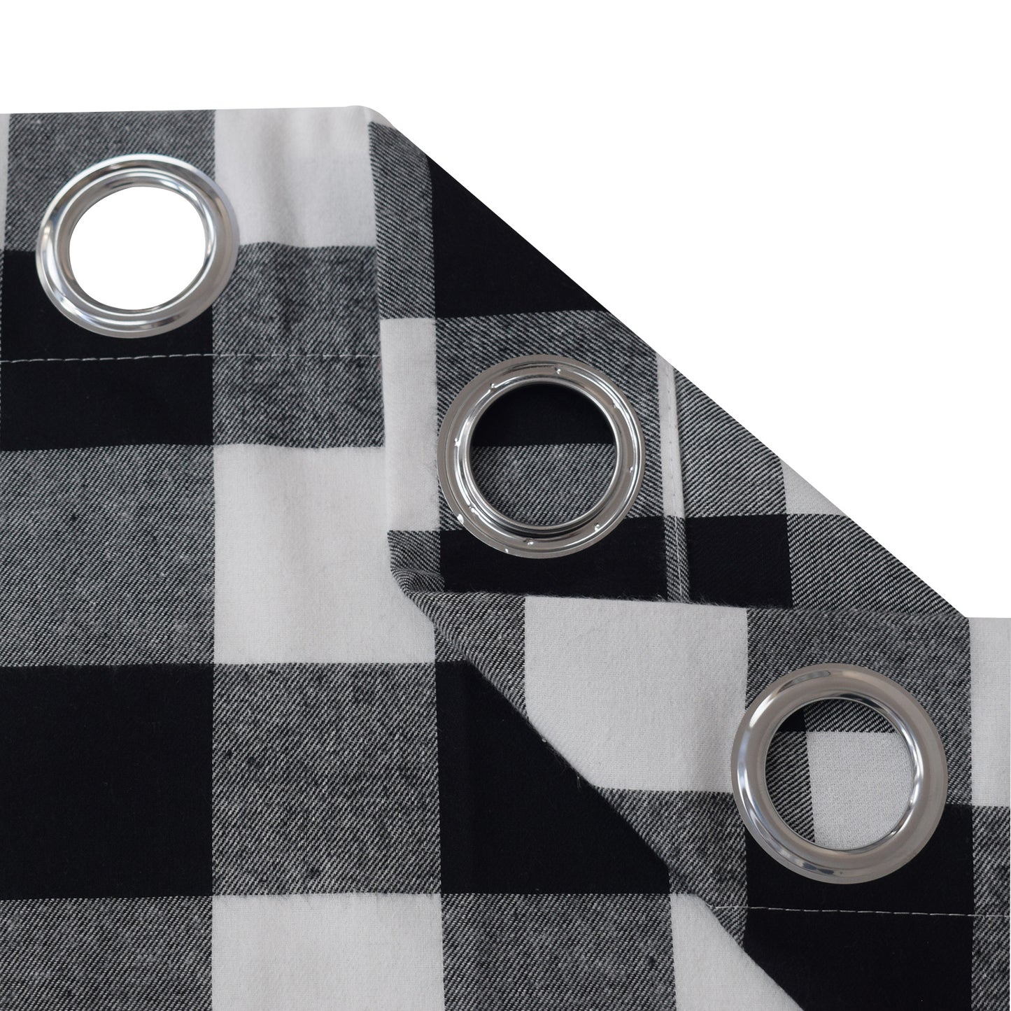 Christmas Plaid Curtains, 1 Panel, Black, 132*160cm/132*213cm/132*244cm