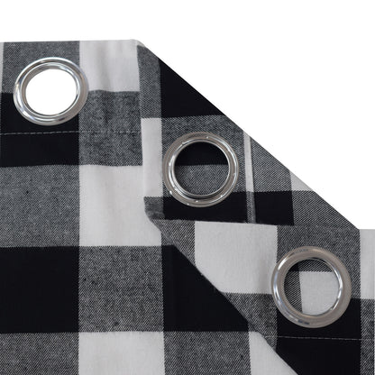 Christmas Plaid Curtains, 1 Panel, Black, 132*160cm/132*213cm/132*244cm