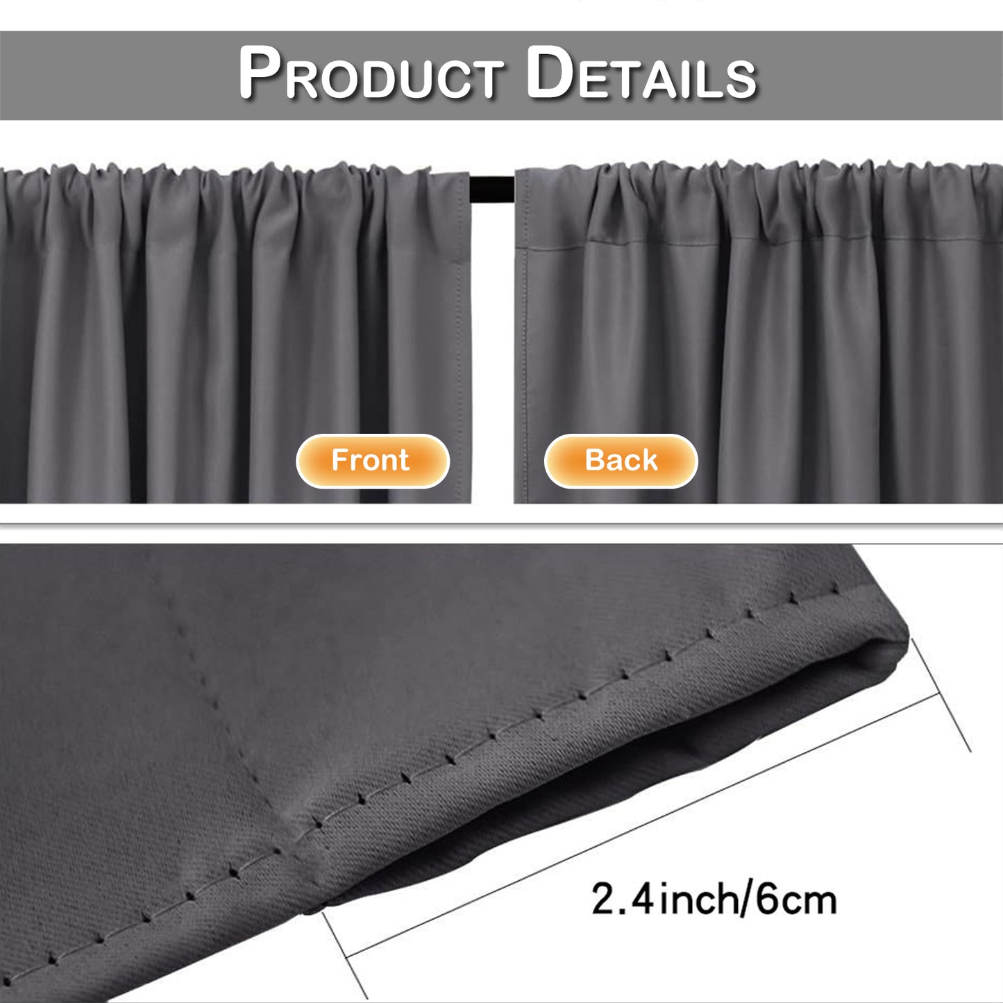 2 Panel Blackout Privacy Short Small Curtains