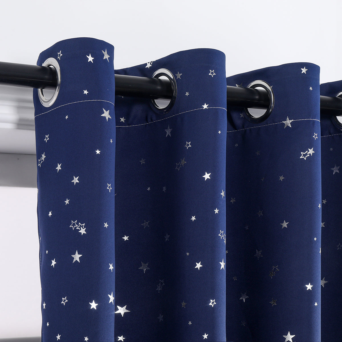 Rideaux étoiles estampés argent, 1 panneau, bleu marine, 132*114cm/132*160cm/132*213cm/132*243cm
