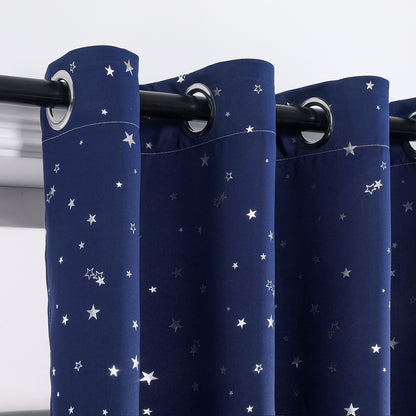 Rideaux étoiles estampés argent, 1 panneau, bleu marine, 132*114cm/132*160cm/132*213cm/132*243cm