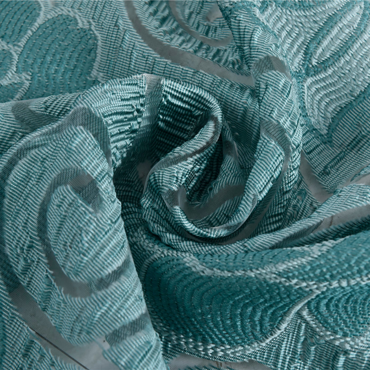 Seersucker Sheer Curtains, 1 Panel, Green, 100x130cm/100x200cm/100x250cm