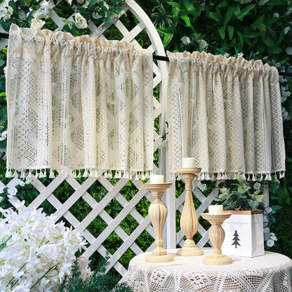 1 Panel Vintage Tassels Boho Window Sheer Curtains