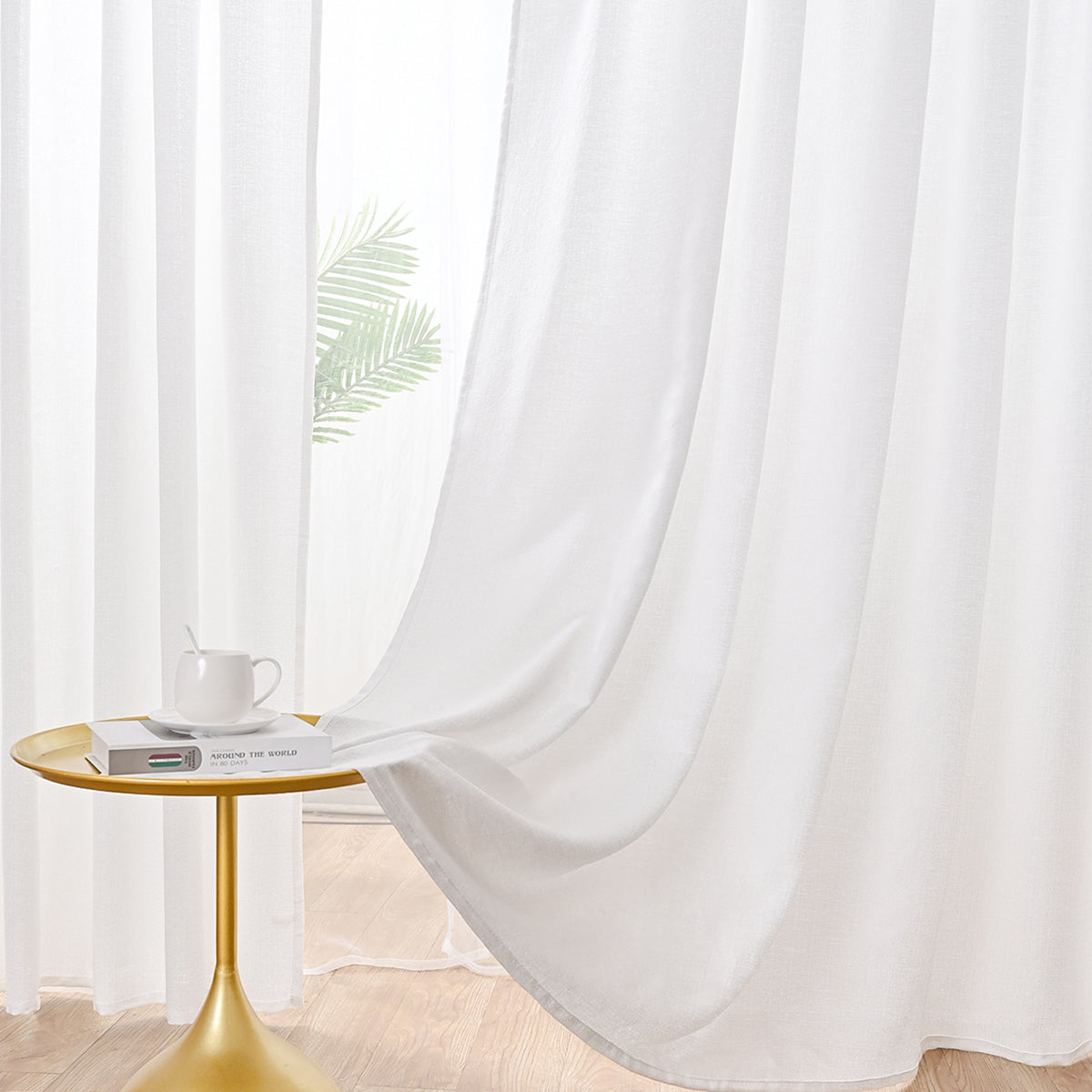 Rideaux semi-transparents pour la confidentialité, 1 panneau, blanc, 100*130cm/100*200cm/100*250cm/140*260cm