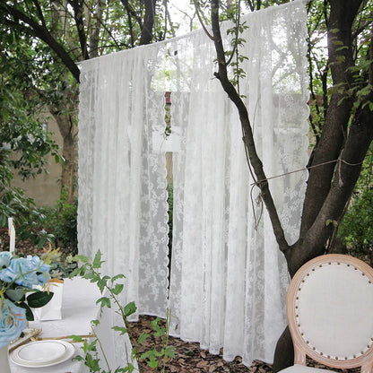 Voile Vorhänge Floral Spitze Sheer Vorhang Slot Top Tür Screening Picknick Decor