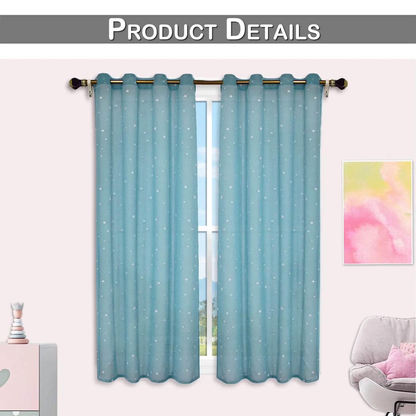 1 Panel Eyelets Window Sheer Curtains for Bedroom