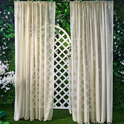 1 Panel Vintage Tassels Window Sheer Drapes