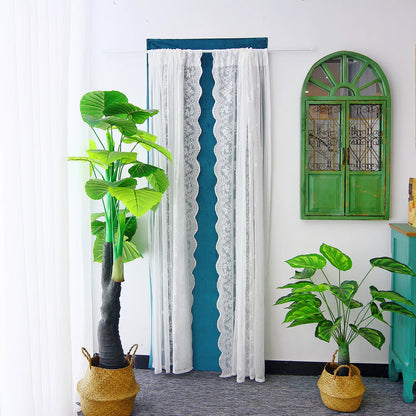 2 Panel Floral Patio Lace Sheer Curtains Decor