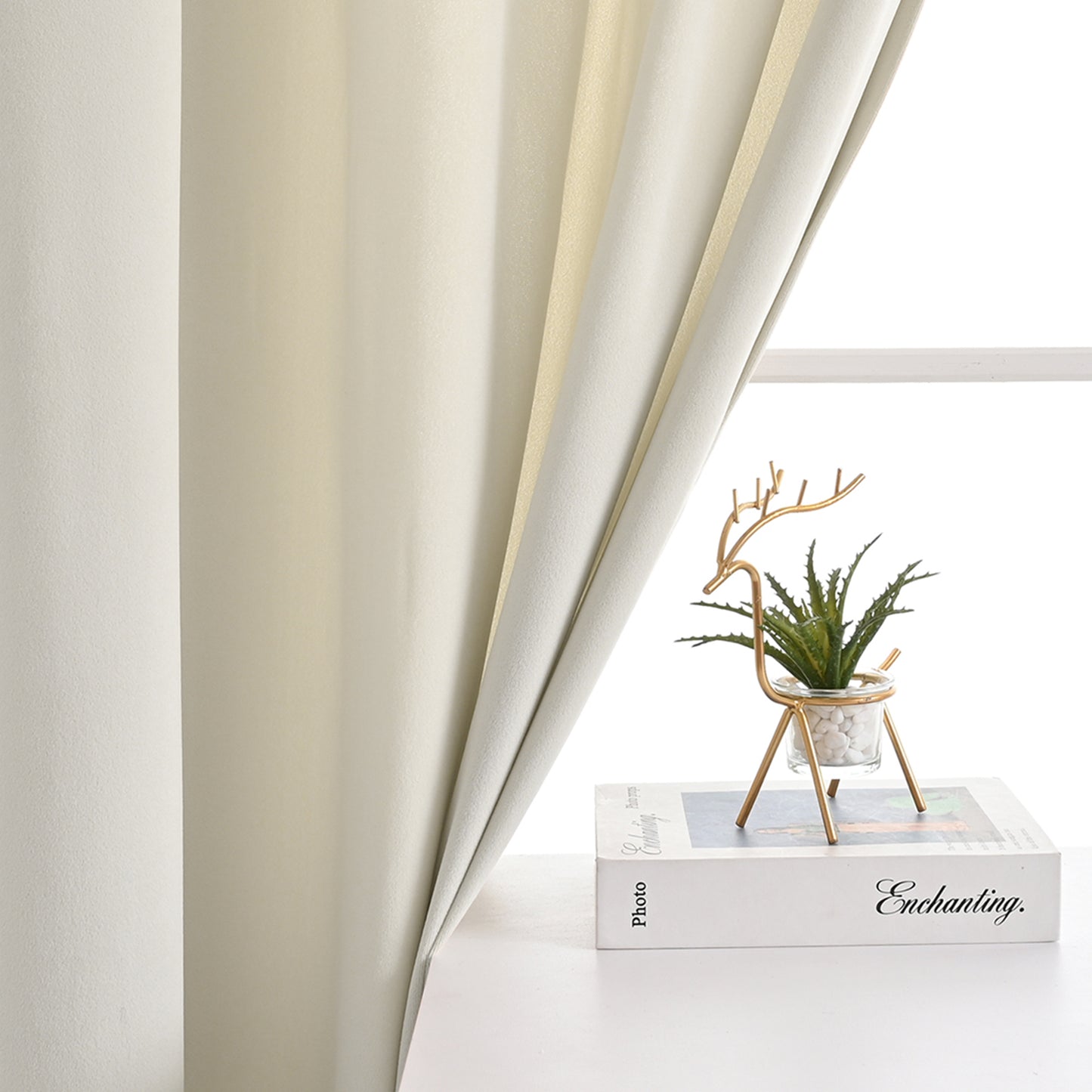 Frosted Fleece Curtains, 1 Panel, Beige, 132*164cm/132*214cm/132*241cm
