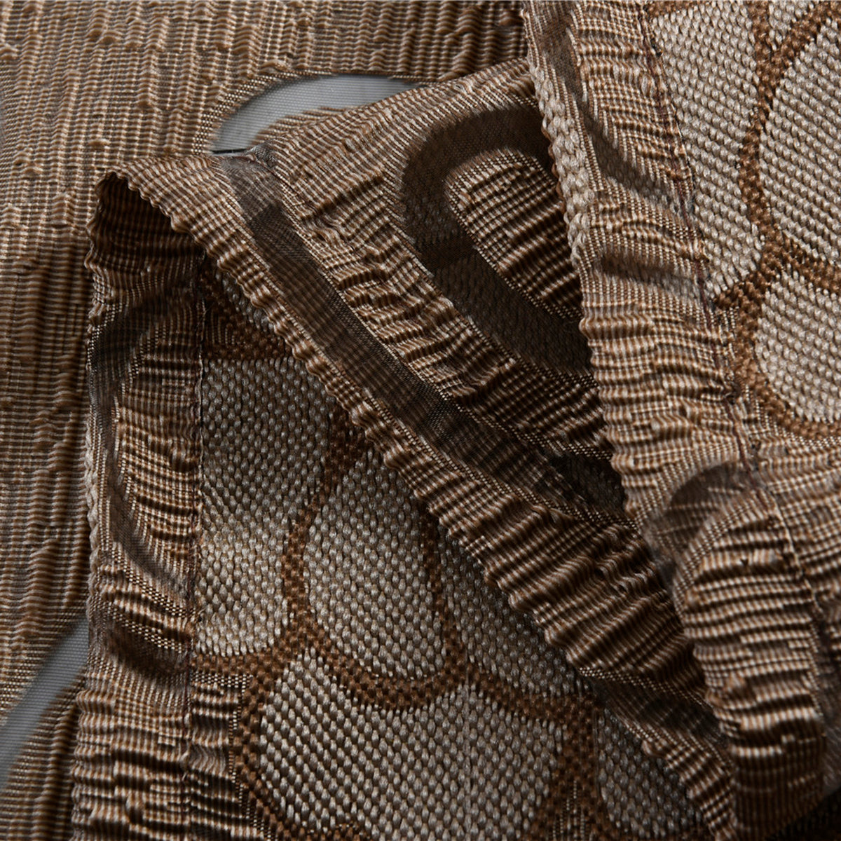 Rideaux transparents en seersucker, 1 panneau, marron, 100x130cm/100x200cm/100x250cm