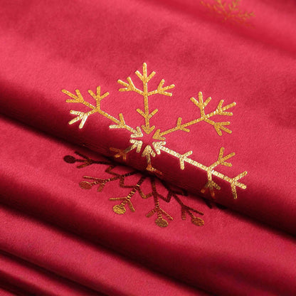 Weihnachts Samtvorhänge mit Goldfolie Schneeflocken 2-teilig Rot oder Grün