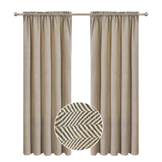Linen Stripe Curtains, 1 Panel, Brown, 140*160cm/140*200cm