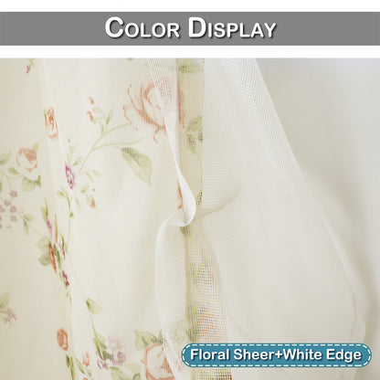 Rose Sheer Curtains, 1 Panel, Beige, 132x160cm/132x213cm/132x244cm