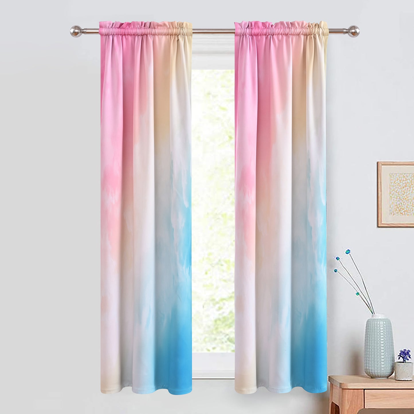 Rideaux occultants arc-en-ciel, 1 panneau, dégradé, 83 x 183 cm