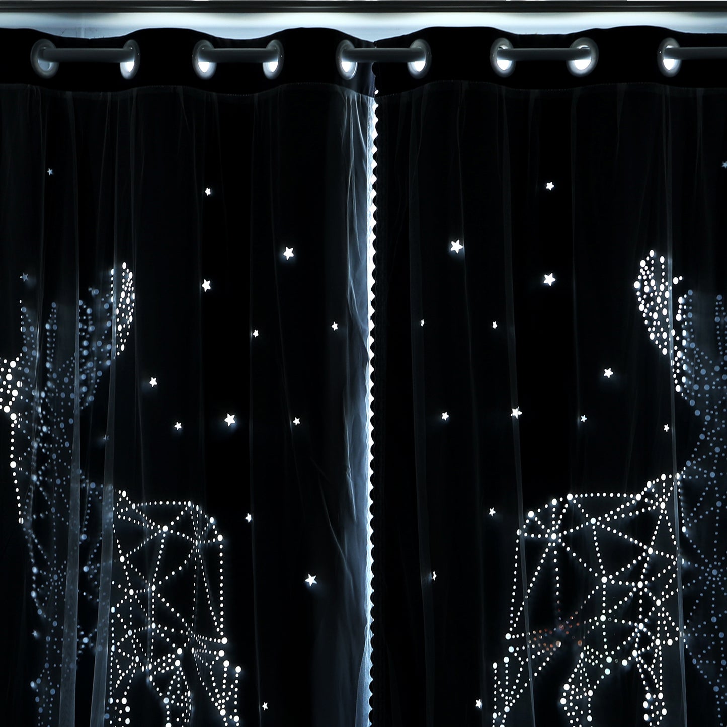 Christmas Blackout Curtains, 2 Panels, Gray, 132x160cm/132x215cm