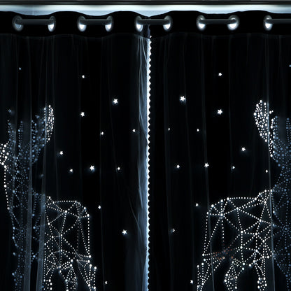 Christmas Blackout Curtains, 2 Panels, Gray, 132x160cm/132x215cm