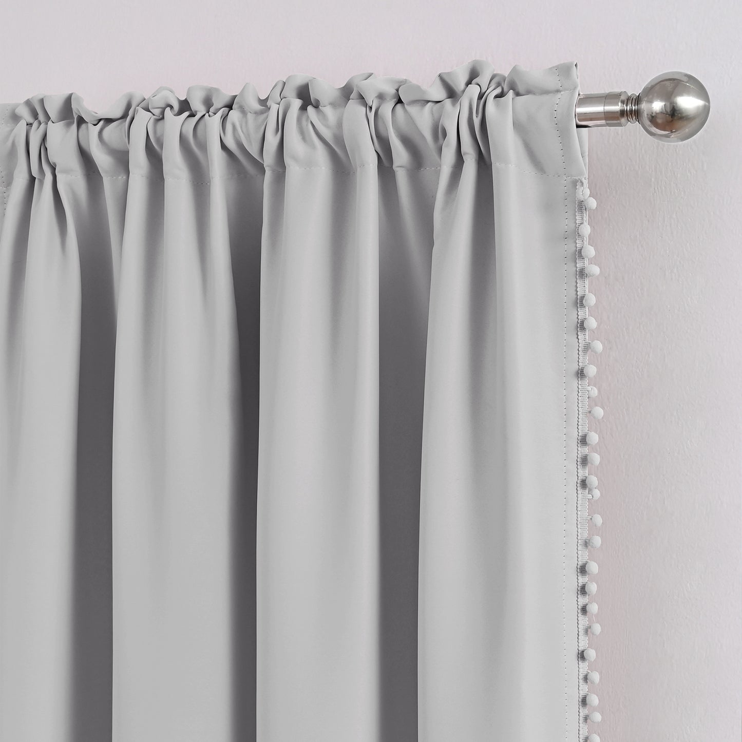 Pom Pom Blackout Curtains, 1 Panel, Gray, 132*160cm/132*183cm/132*214cm