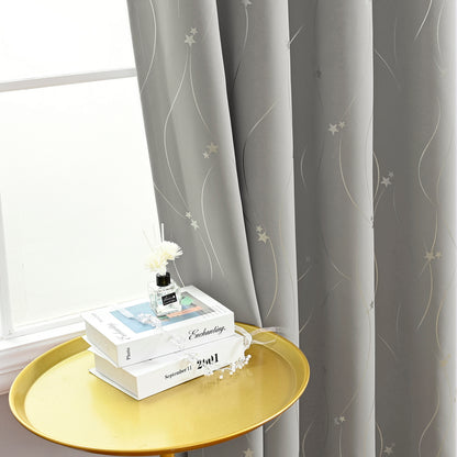 Rideaux étoiles estampés argent, 1 panneau, gris, 132*164cm/132*183cm/132*214cm