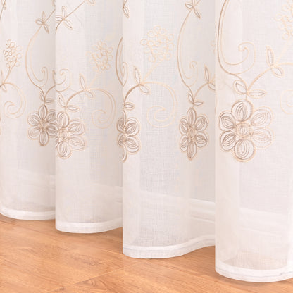 Floral Embroider Sheer Curtains, 1 Panel, White, 100*130cm/100*200cm/100*250cm/140*260cm