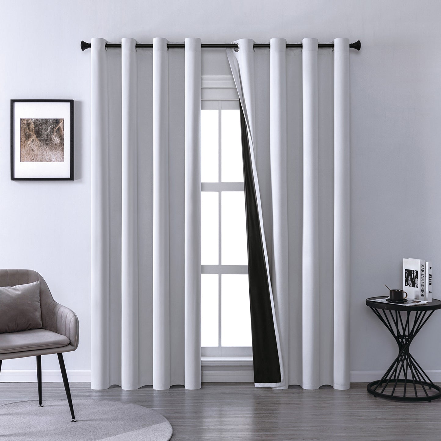 Set of 2 ultra-lightweight 100% blackout curtains with eyelets for bedrooms and living rooms