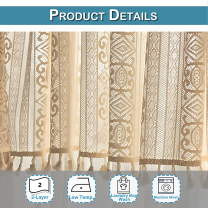 1 Panel Boho Double Layer Tier Curtain