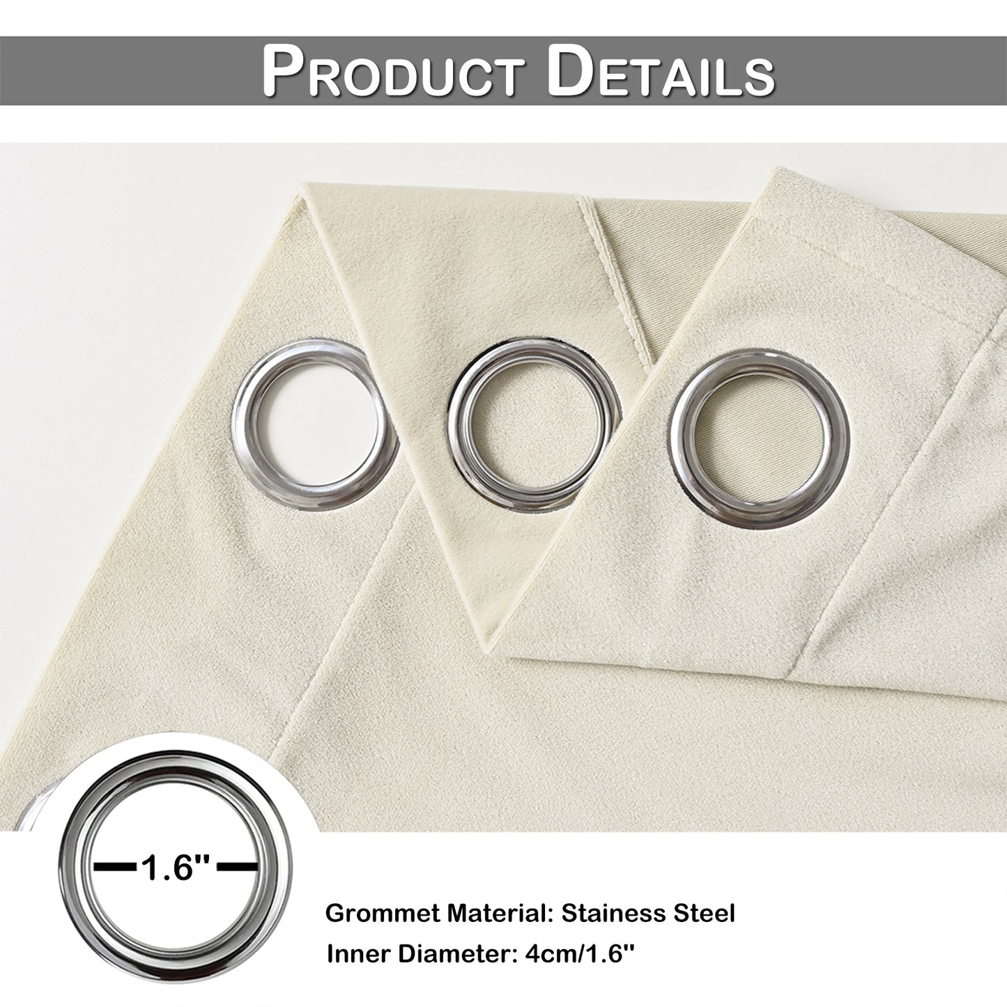 Frosted Fleece Curtains, 1 Panel, Beige, 132*164cm/132*214cm/132*241cm