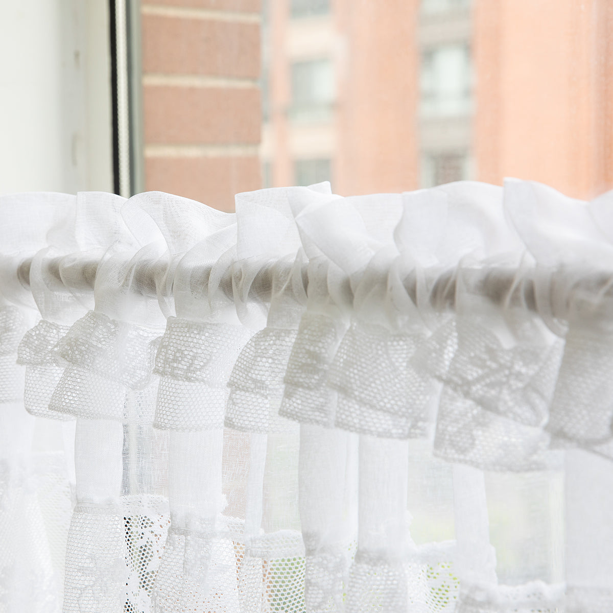 1 Panel Floral Lace Window Short Tier Curtains