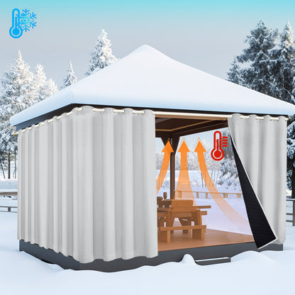 Outdoor Curtain – Waterproof, Windproof and Quilted, 100% Blackout, 1/2 Panel