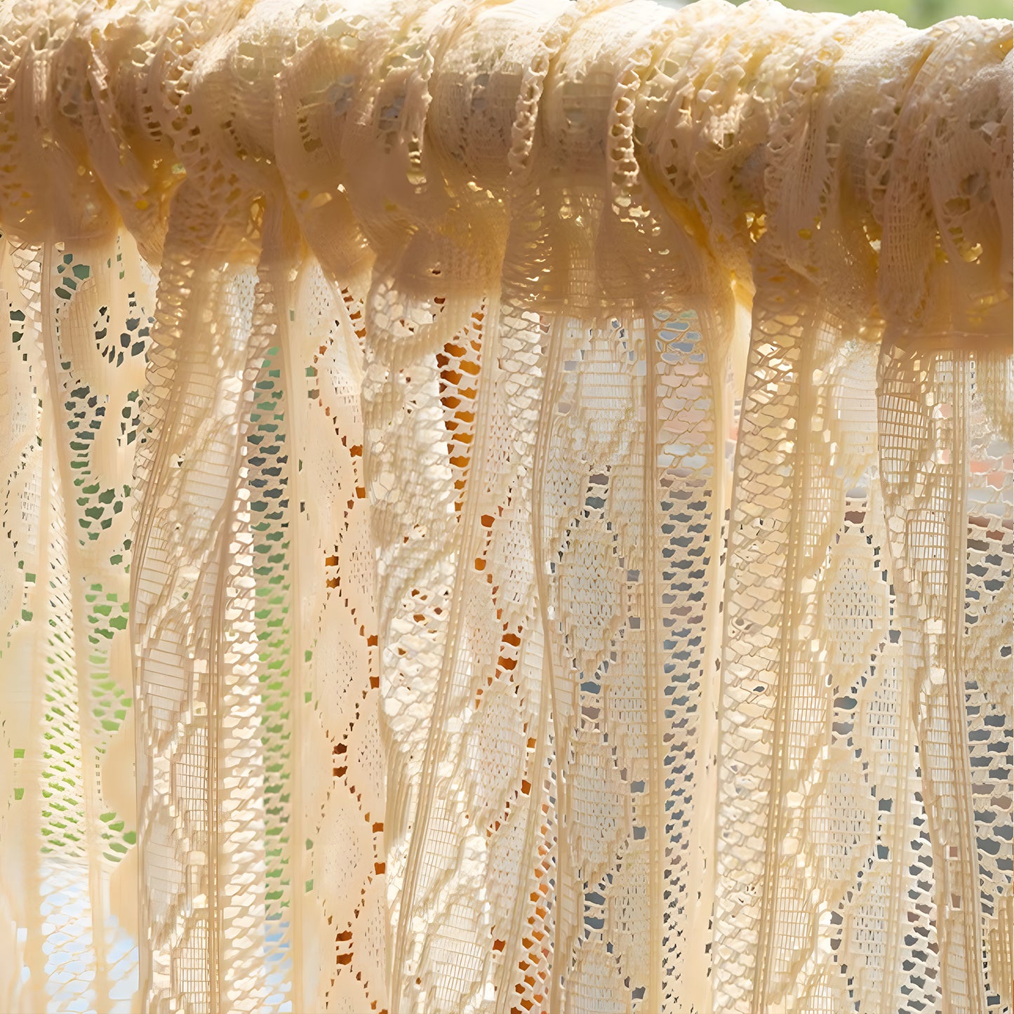 1 Panel Vintage Tassels Boho Window Short Curtains