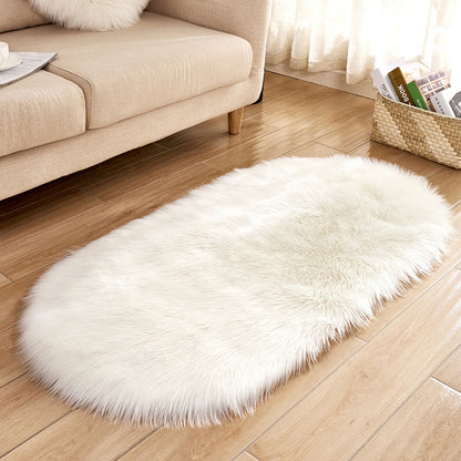 Soft shaggy rug with long pile, oval, fluffy faux fur rug