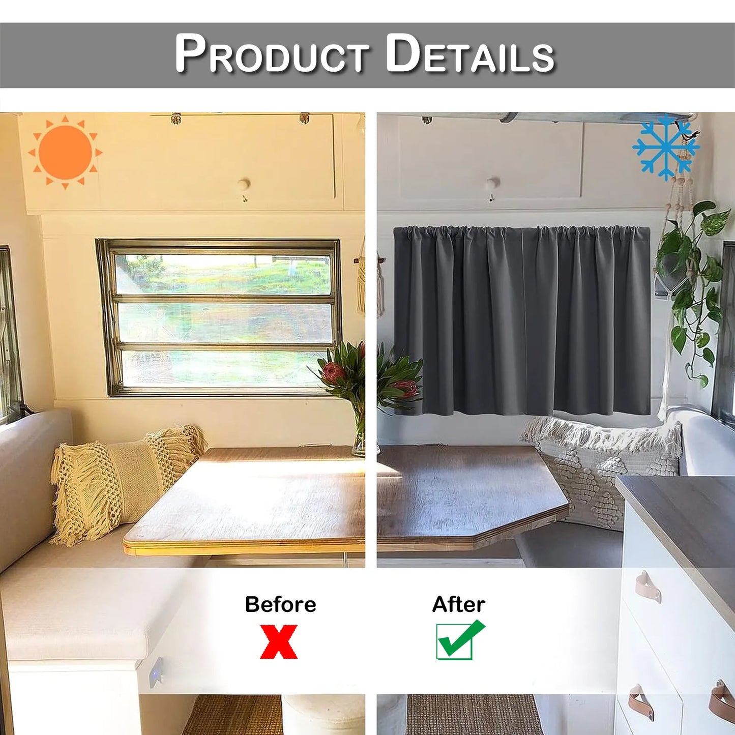 2 Panel Blackout Privacy Short Small Curtains