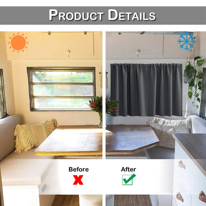 2 Panel Blackout Privacy Short Small Curtains