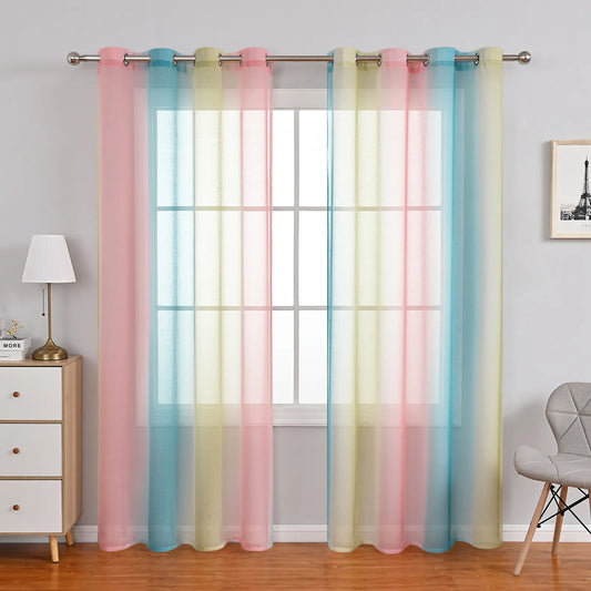 1 Panel Ombre Sheer Curtains Home Decor