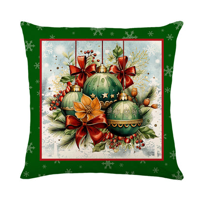 4er-Set Weihnachts-Kissenbezüge aus Leinen – Softe Dekokissen für Sofa und Bett (45×45 cm)