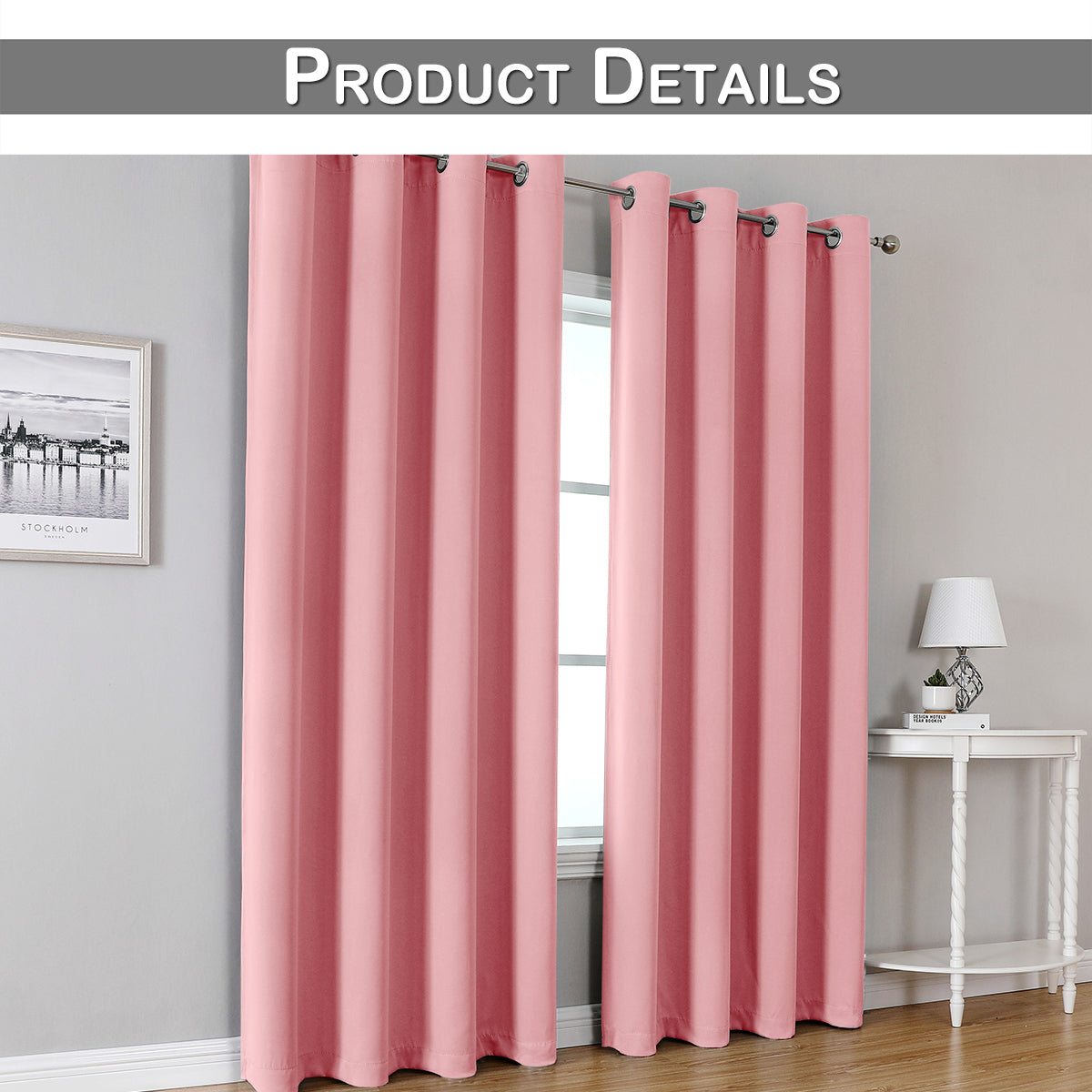 Rideaux occultants, 1 panneau, rose, 100*130cm/132*160cm/132*213cm/132*245cm