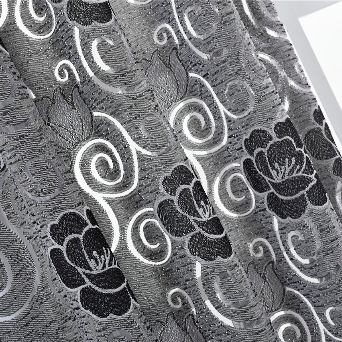Rideaux transparents en seersucker, 1 panneau, gris, 100x130cm/100x200cm/100x250cm