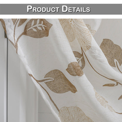 Leaves Sheer Curtains, 1 Panel, Brown, 100*130cm/100*250cm/140*260cm