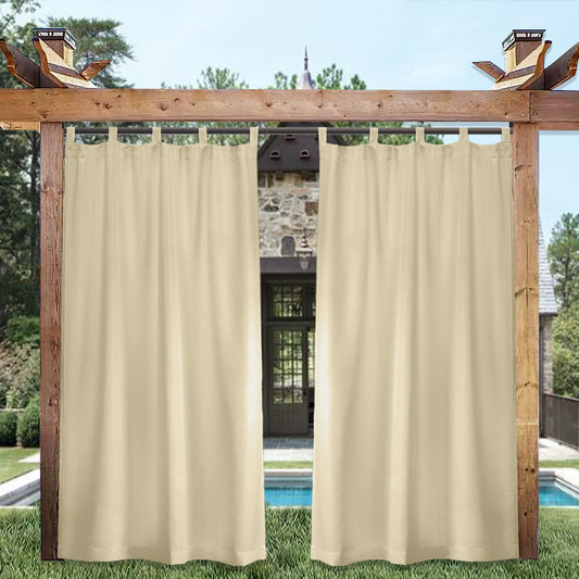 Wasserdichter Terrassenvorhang für den Außenbereich, Verdunkelung, wärmeisoliert, Magic Tape Top, 1 Panel