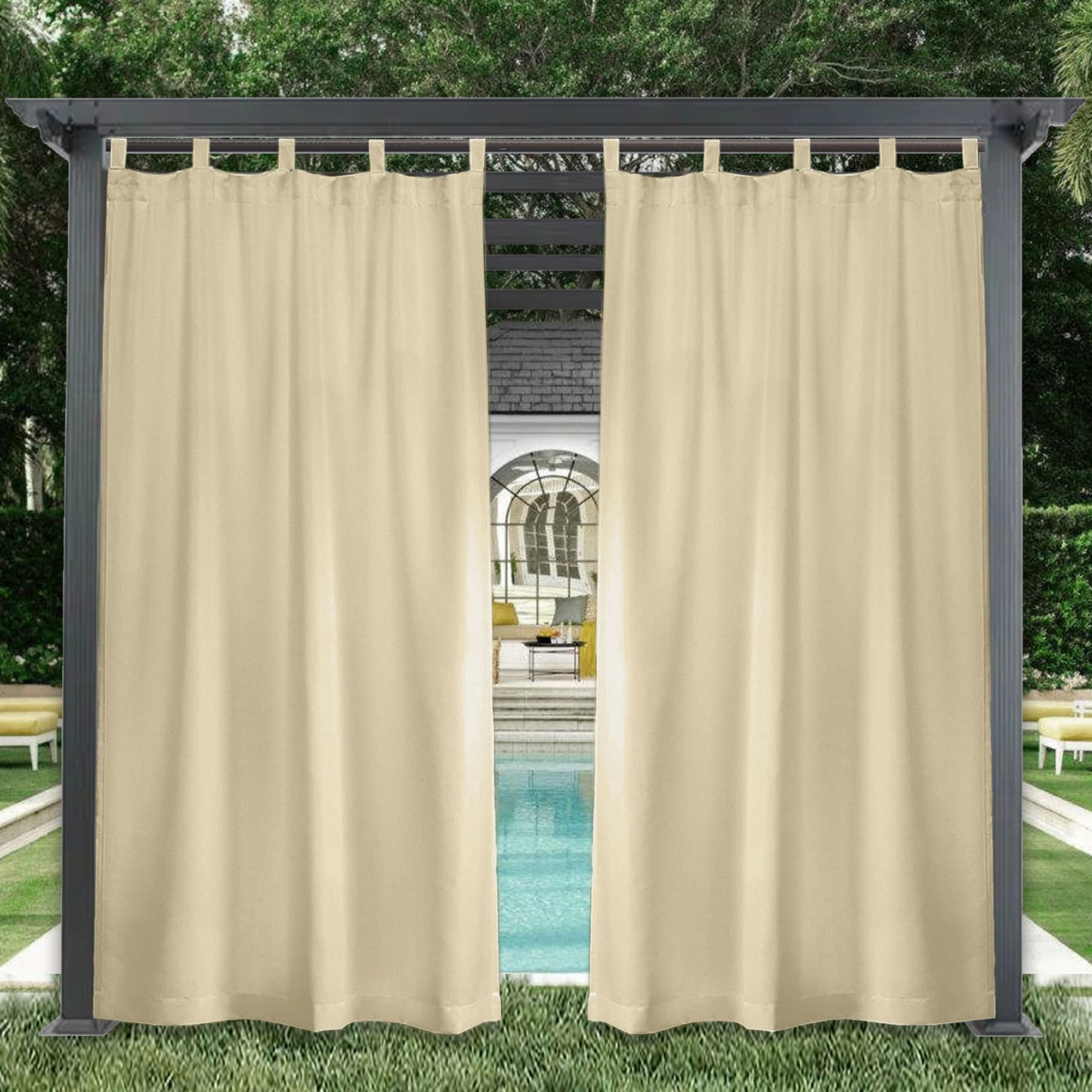 Waterproof Outdoor Curtain Blackout Magic Tab Top 1 Panel