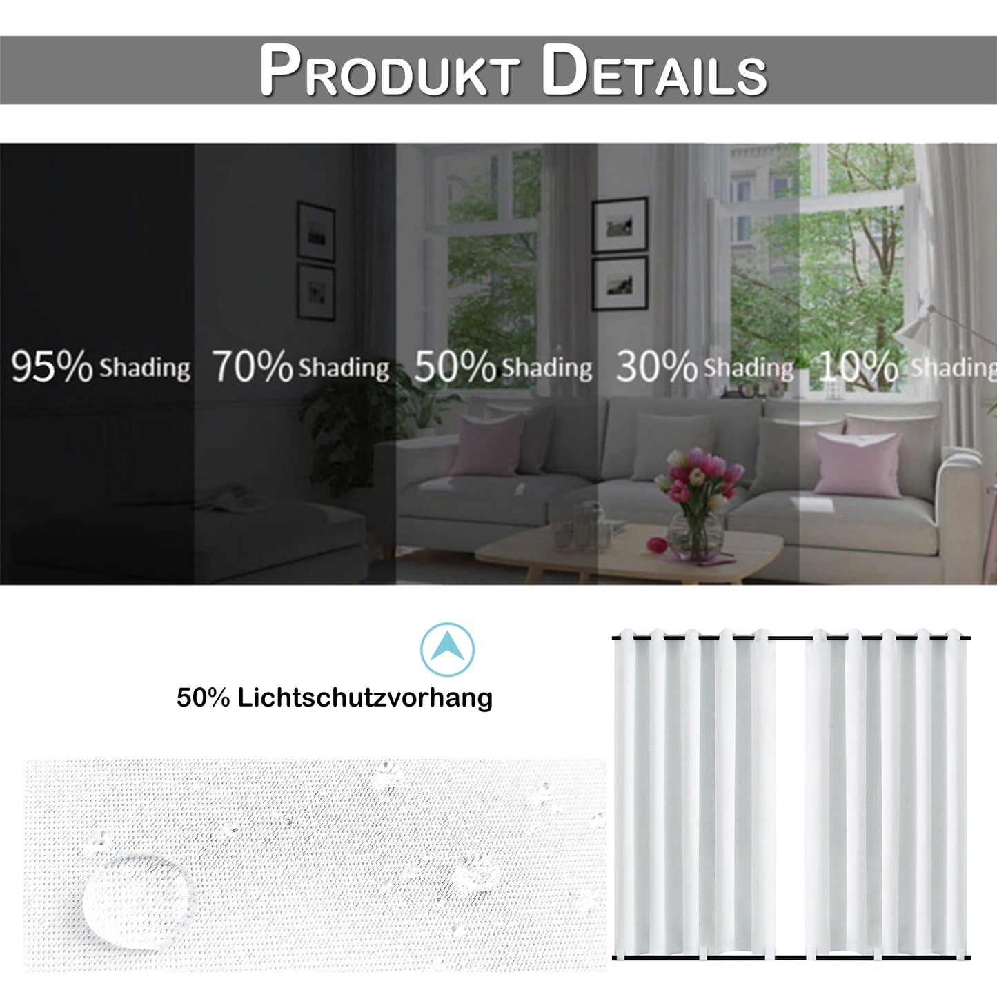 Patio Waterproof Windproof Outdoor Curtains 1 Panel