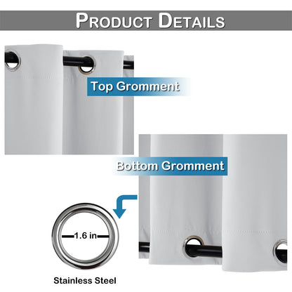 Top & Bottom Fixed Eyelets Windproof & Waterproof Outdoor Curtain 1 Panel