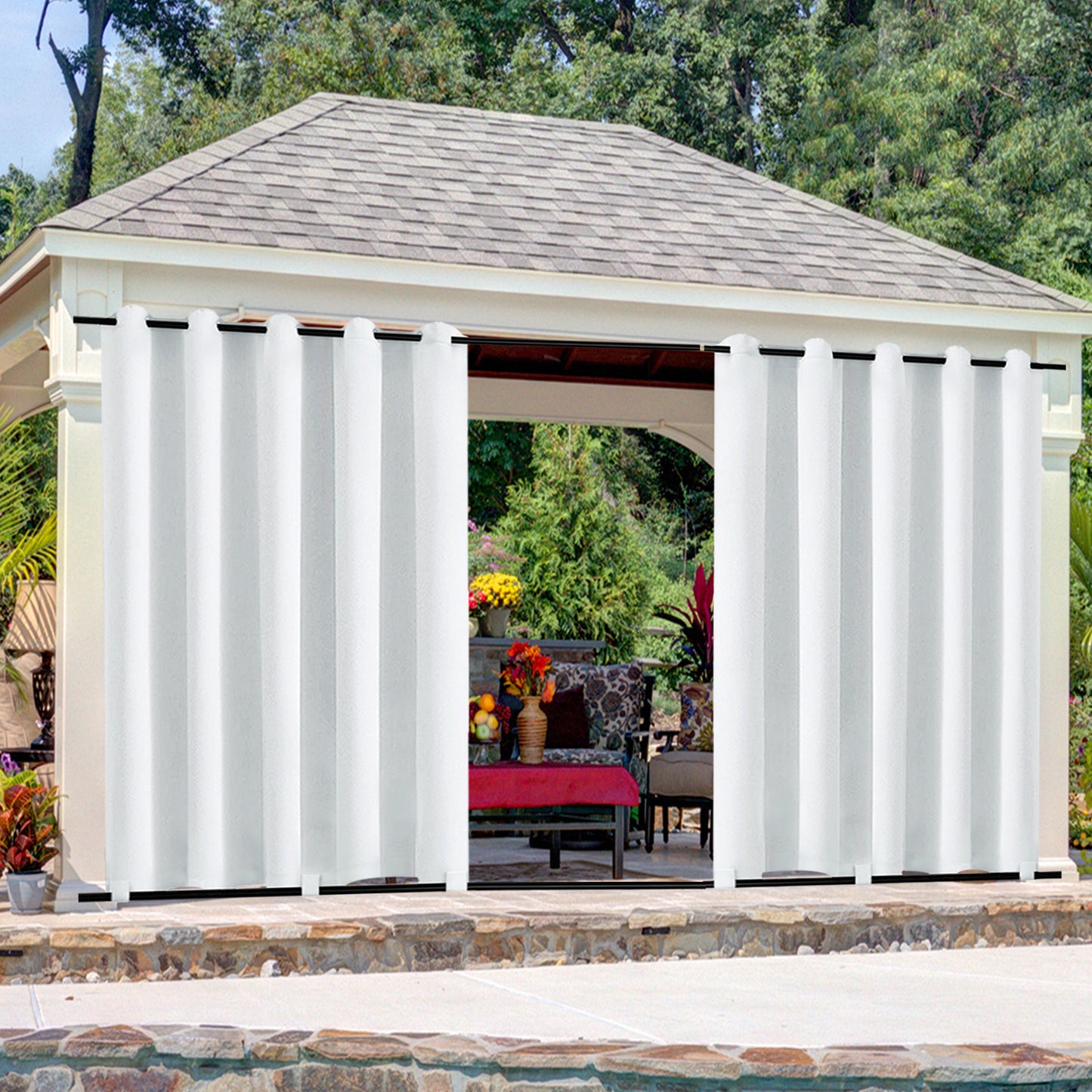 Patio Waterproof Windproof Outdoor Curtains 1 Panel