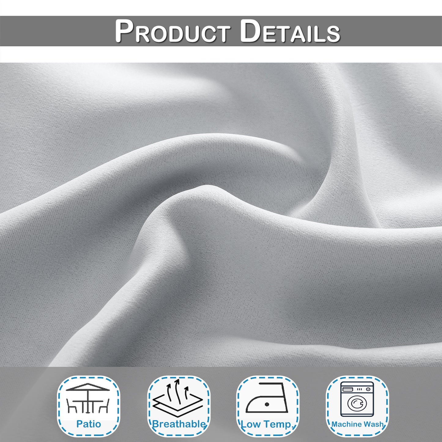 Top & Bottom Fixed Eyelets Windproof & Waterproof Outdoor Curtain 1 Panel