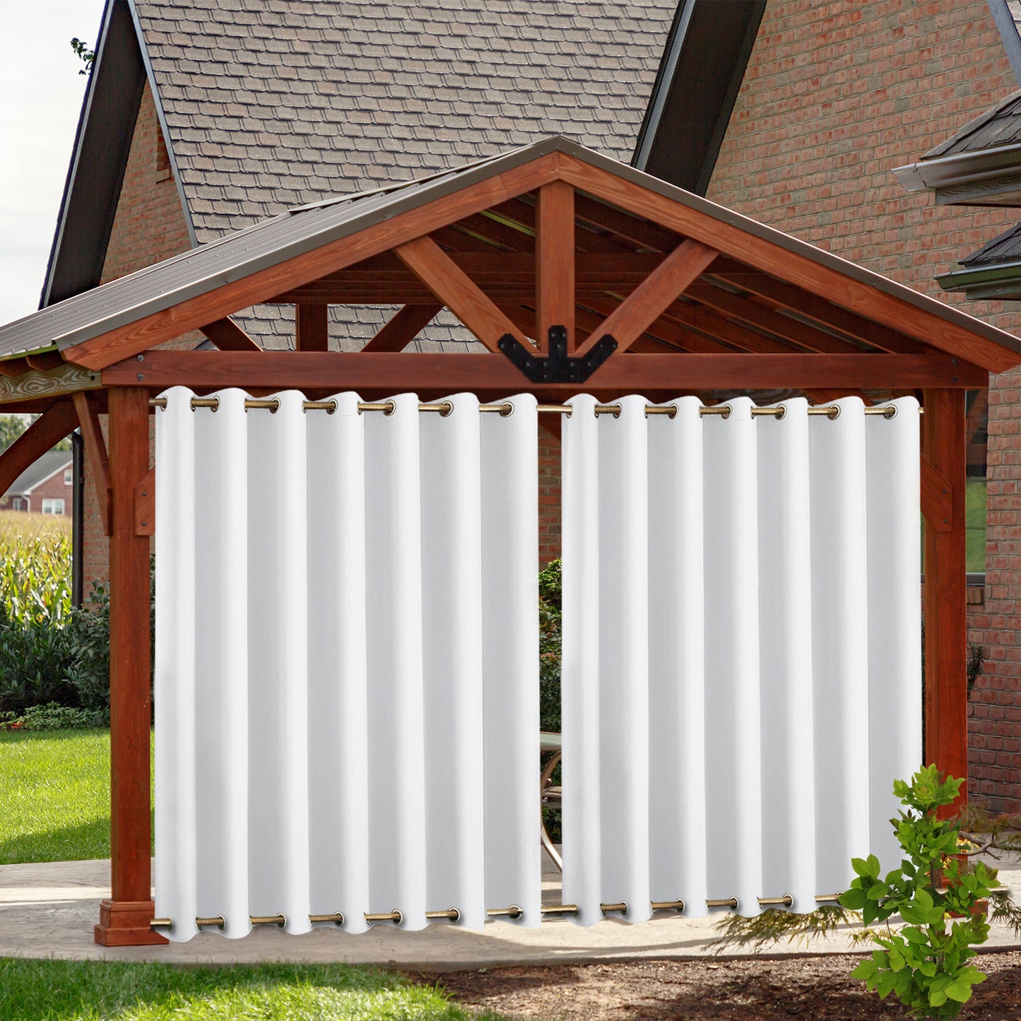 Top & Bottom Fixed Eyelets Windproof & Waterproof Outdoor Curtain 1 Panel