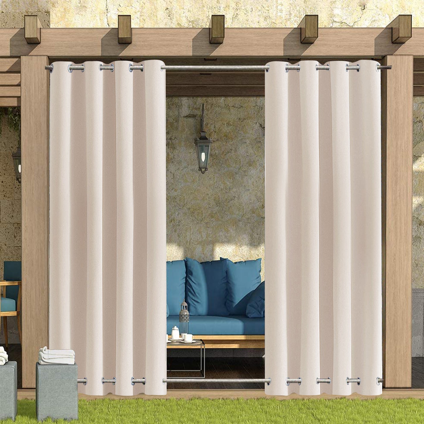 Patio Windproof & Waterproof Outdoor Curtain 1Panel
