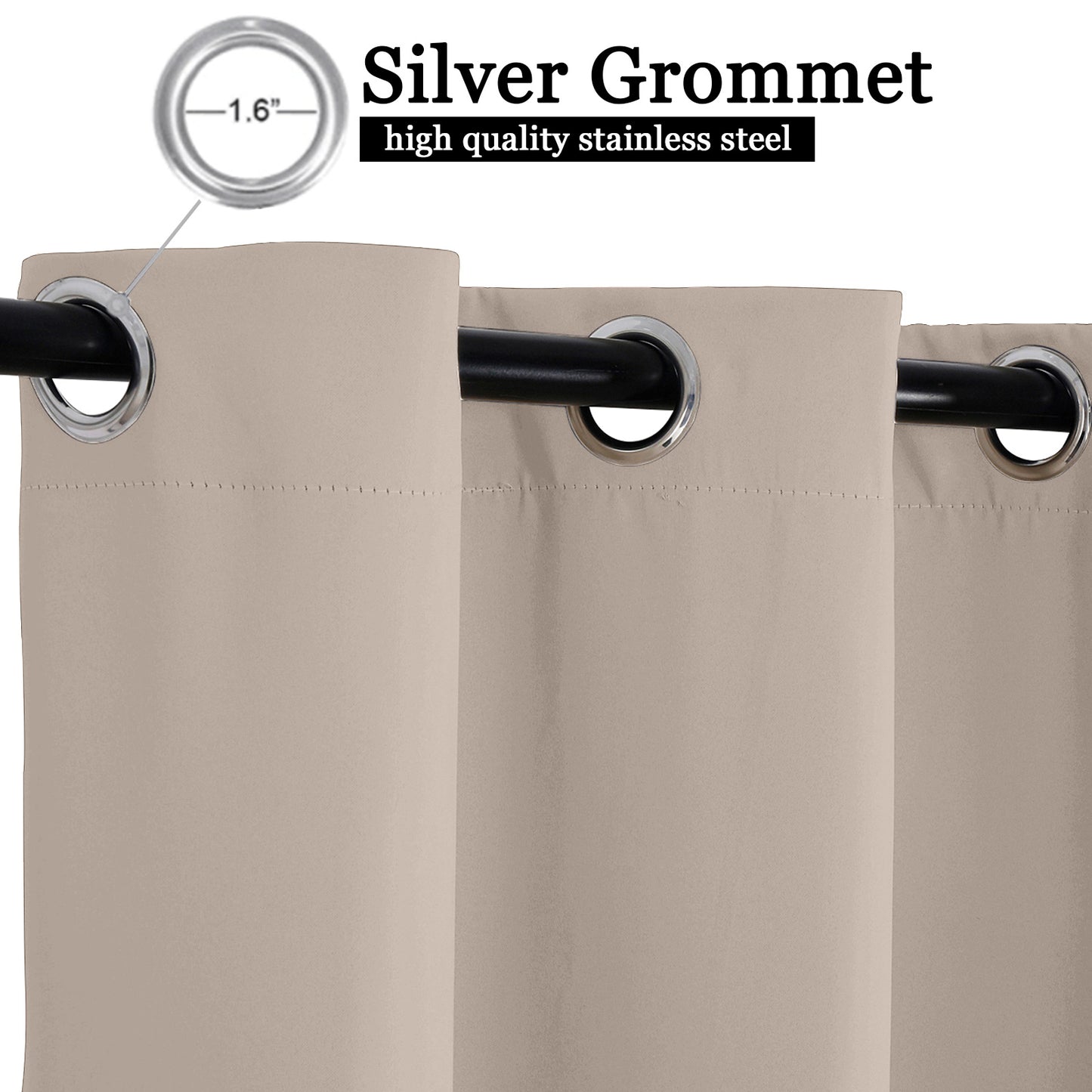 Patio Windproof & Waterproof Outdoor Curtain 1Panel
