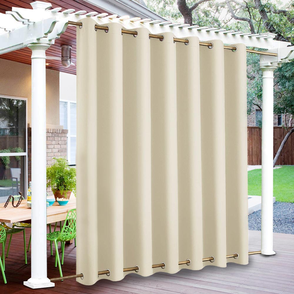 Top & Bottom Fixed Eyelets Windproof & Waterproof Outdoor Curtain 1 Panel