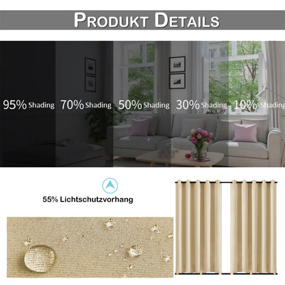 Patio Waterproof Windproof Outdoor Curtains 1 Panel