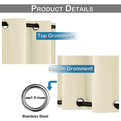 Top & Bottom Fixed Eyelets Windproof & Waterproof Outdoor Curtain 1 Panel