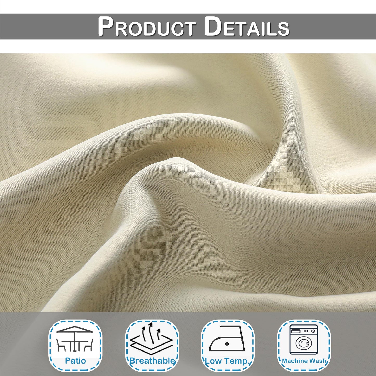 Top & Bottom Fixed Eyelets Windproof & Waterproof Outdoor Curtain 1 Panel